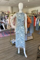 Sugar Lips Glacier Floral Ruched Midi Dress