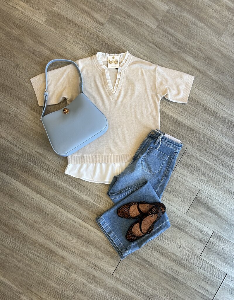 Drive Around Knit Layered Top – Oatmeal
