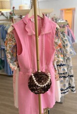 Acrylic Round Floral Pearl Crossbody Bag