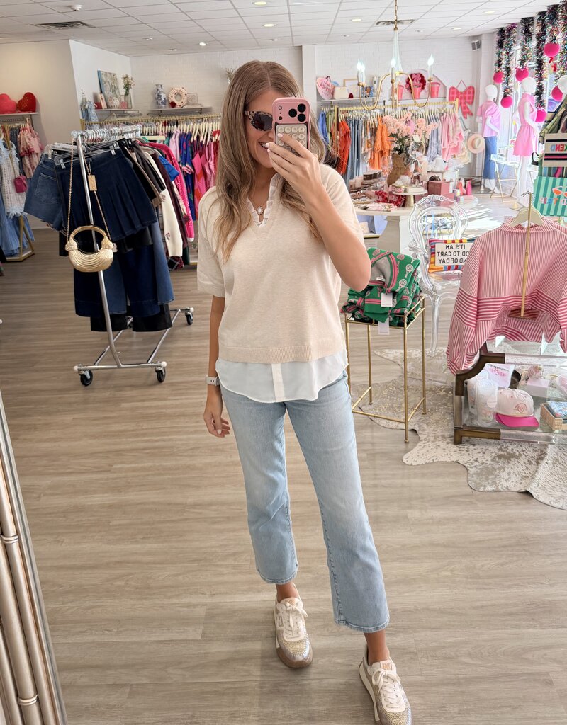 Drive Around Knit Layered Top – Oatmeal