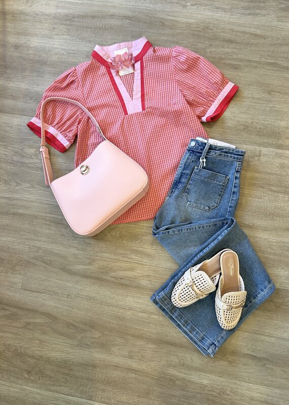 Love You Bye Check Top