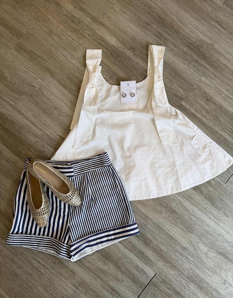 White Tie-Strap Peplum Top