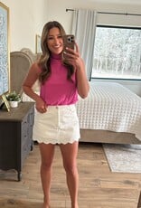 Pink Mock Neck Sleeveless Top