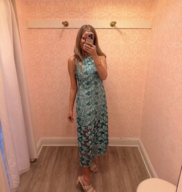 Labyrinth Flower Embroidered Midi Dress