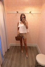 White Tie-Strap Peplum Top