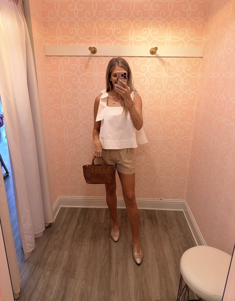 White Tie-Strap Peplum Top