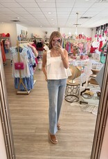 White Tie-Strap Peplum Top