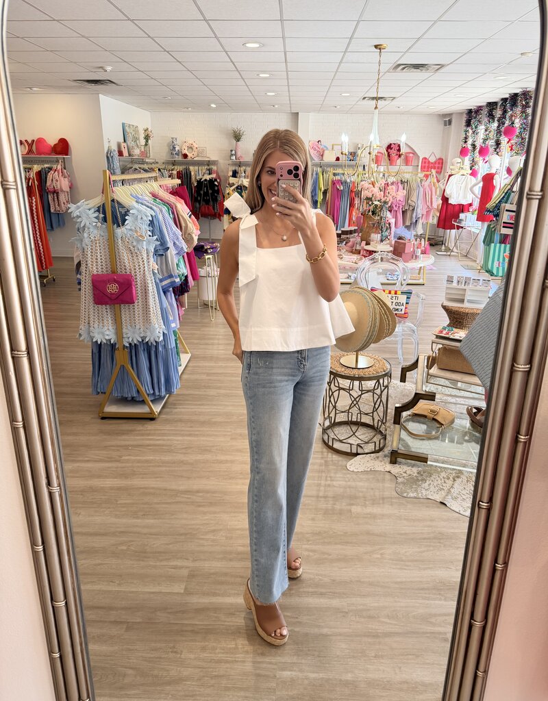 White Tie-Strap Peplum Top