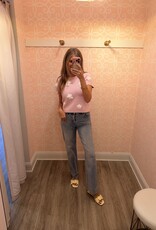 Floral Appliqué Short Sleeve Knit Top