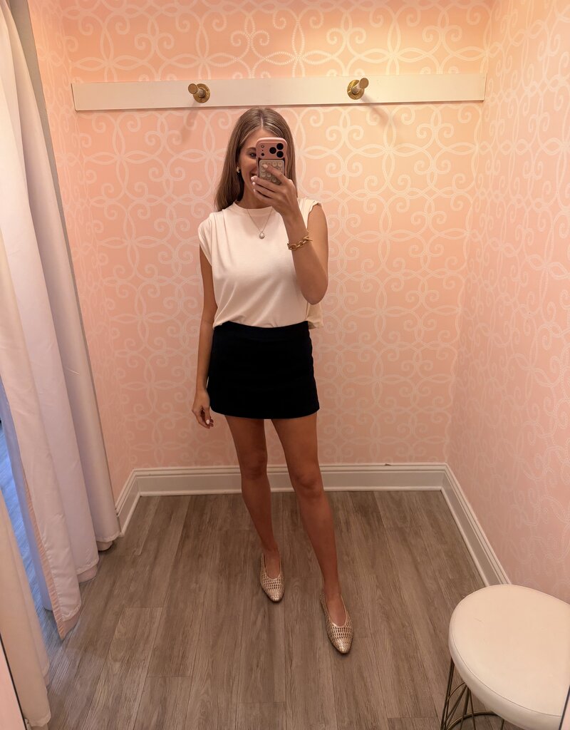 Statuesque Shirred Cream Tank