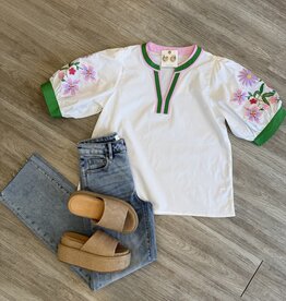 Jackie Embroidered Sleeve Top