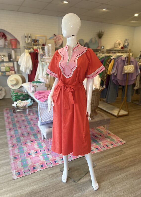 Carly Coral Midi Dress