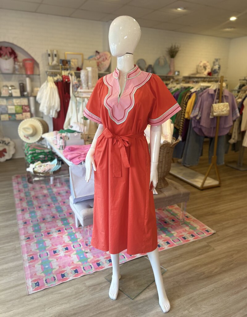 Carly Coral Midi Dress