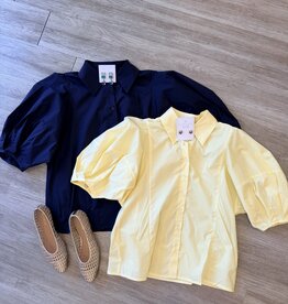 Lately Balloon Sleeve Button Up Top