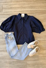 Lately Balloon Sleeve Button Up Top