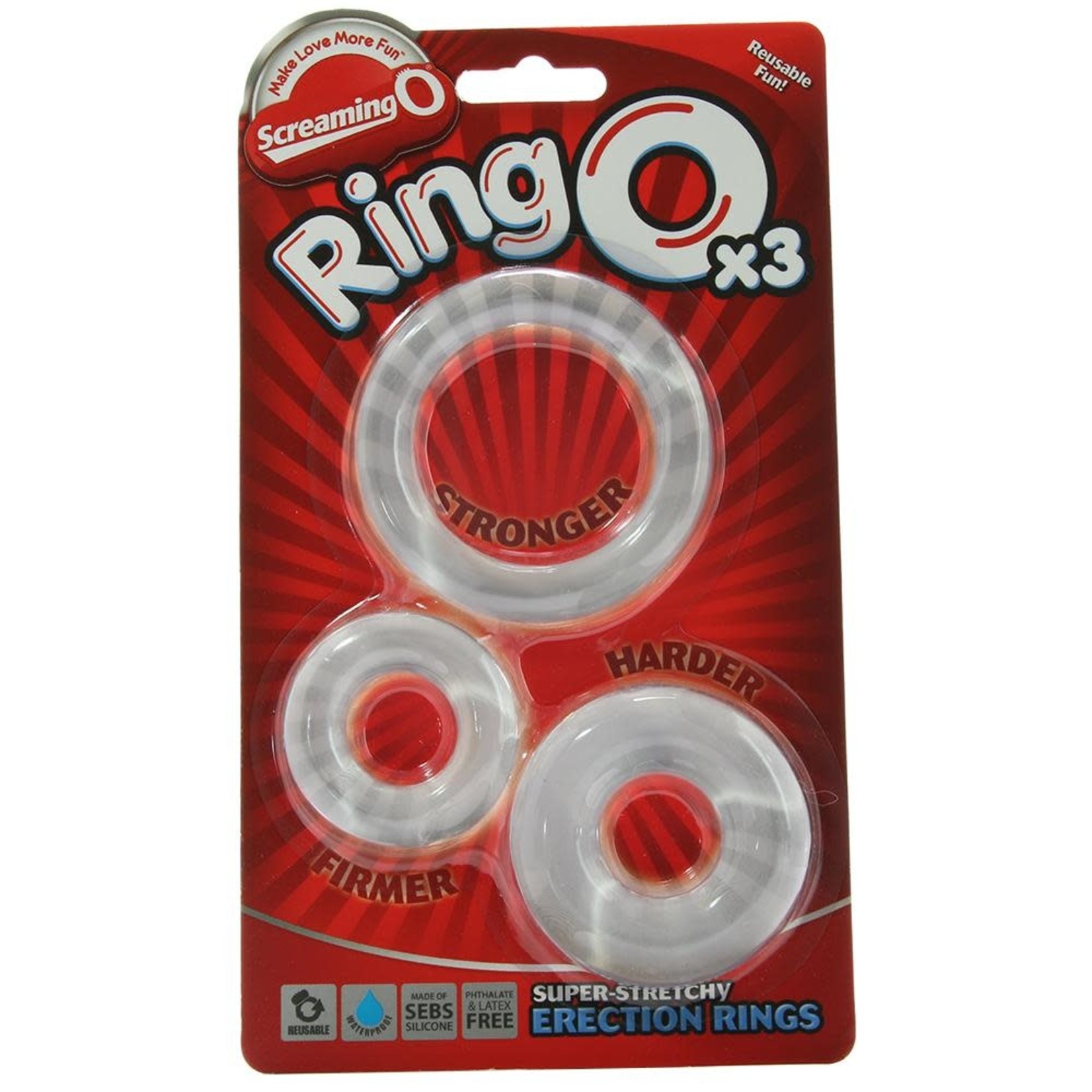 SCREAMING O SCREAMING O - RING OX3 SUPER STRETCHY RINGS - CLEAR
