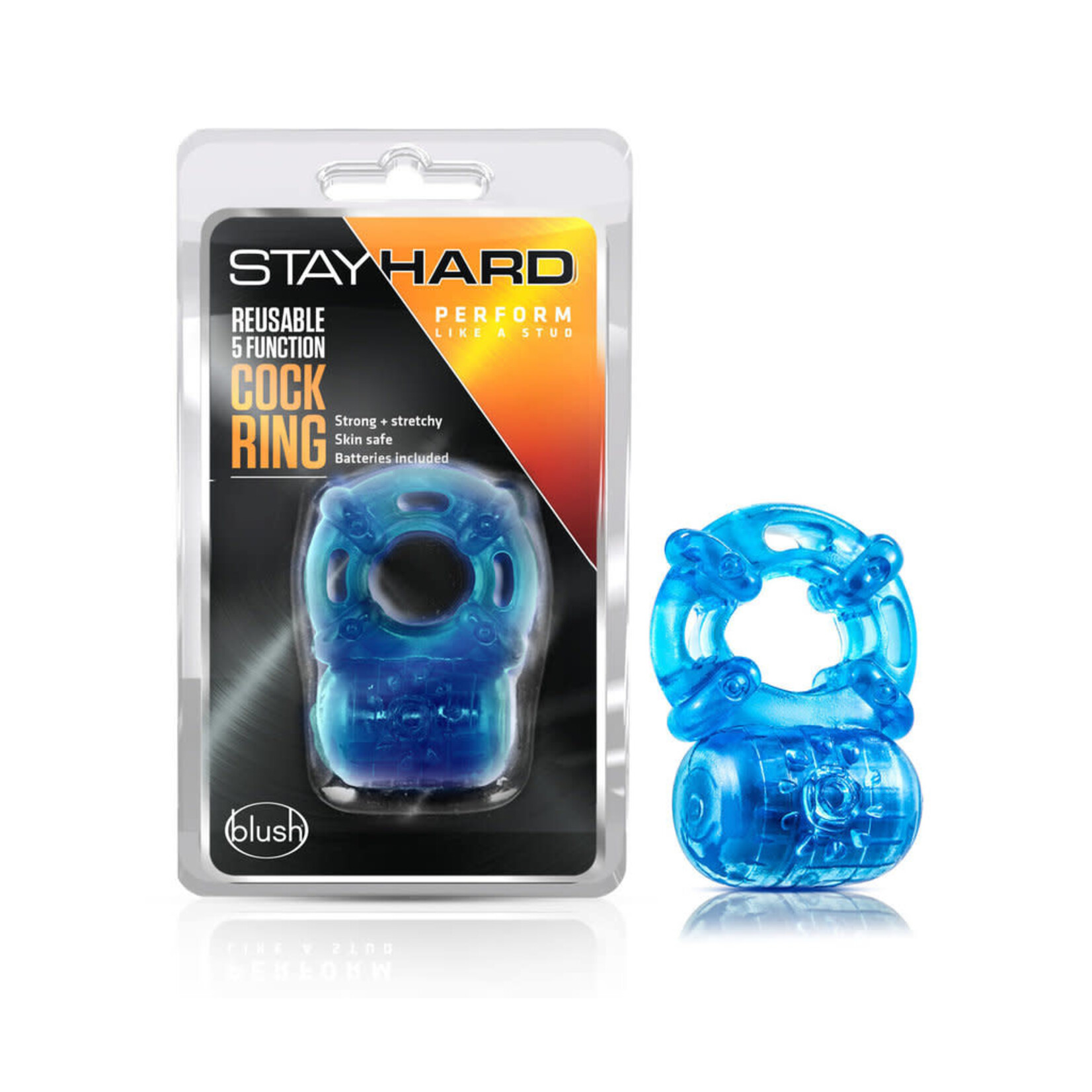 BLUSH BLUSH - STAY HARD - REUSABLE 5 FUNCTION COCK RING - BLUE