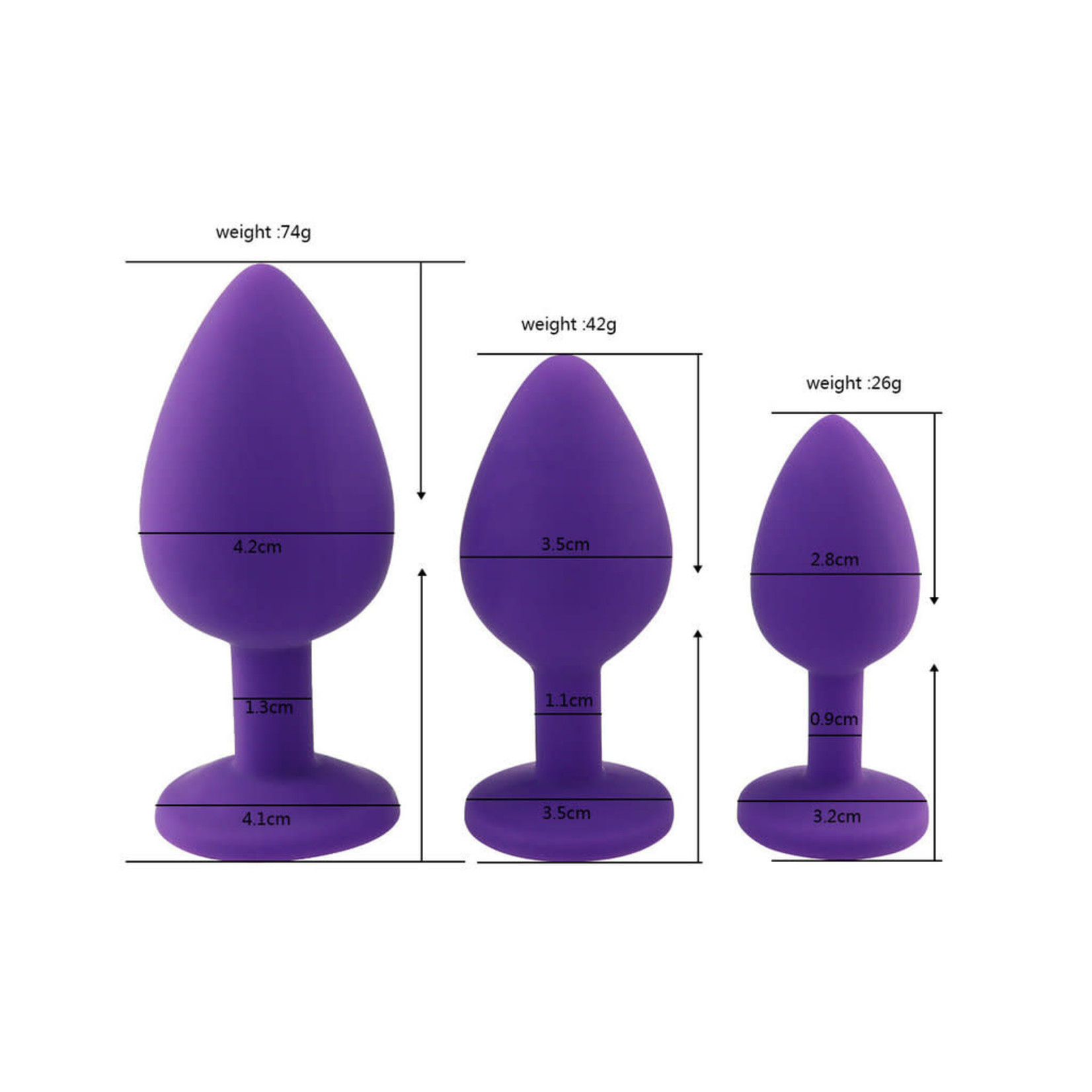 SILICONE JEWEL BUTT PLUG - LARGE - PURPLE