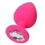 SILICONE JEWEL BUTT PLUG  - LARGE - PINK