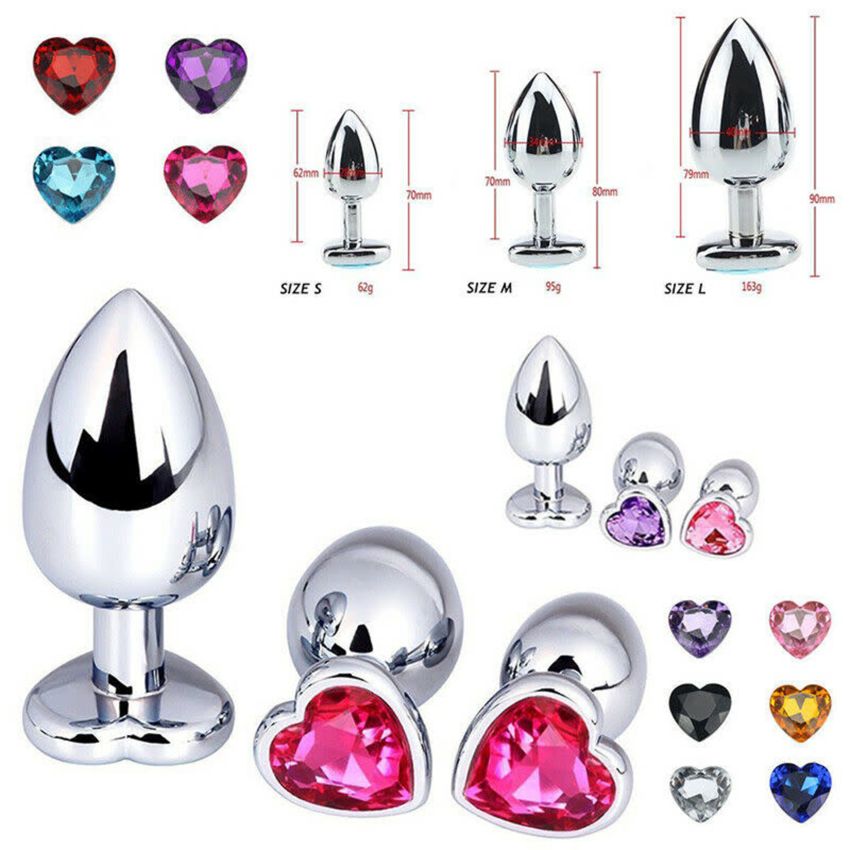 STAINLESS STEEL HEART BUTT PLUG - LARGE
