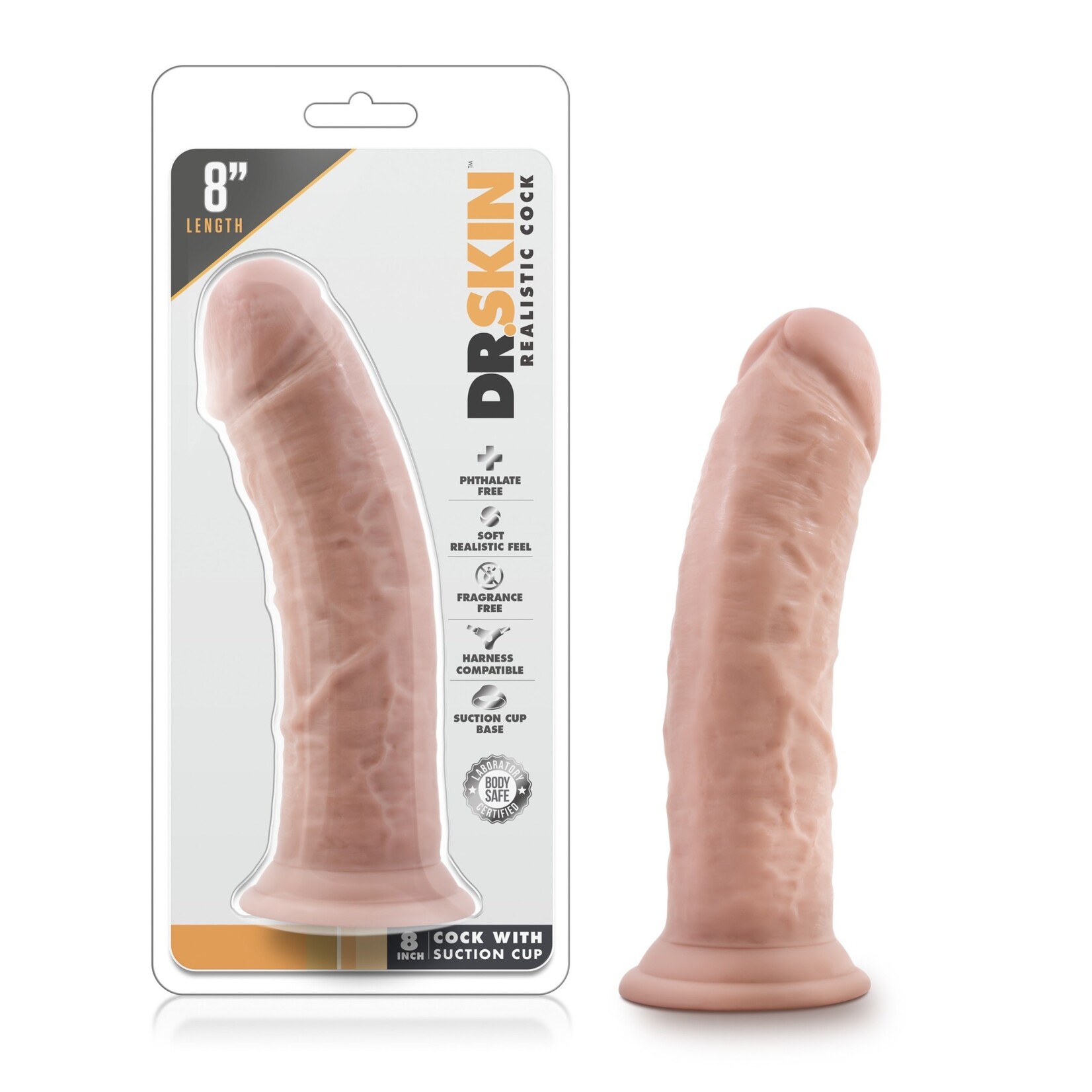 DR. SKIN DR.SKIN - 8" COCK W/SUCTION - VANILLA