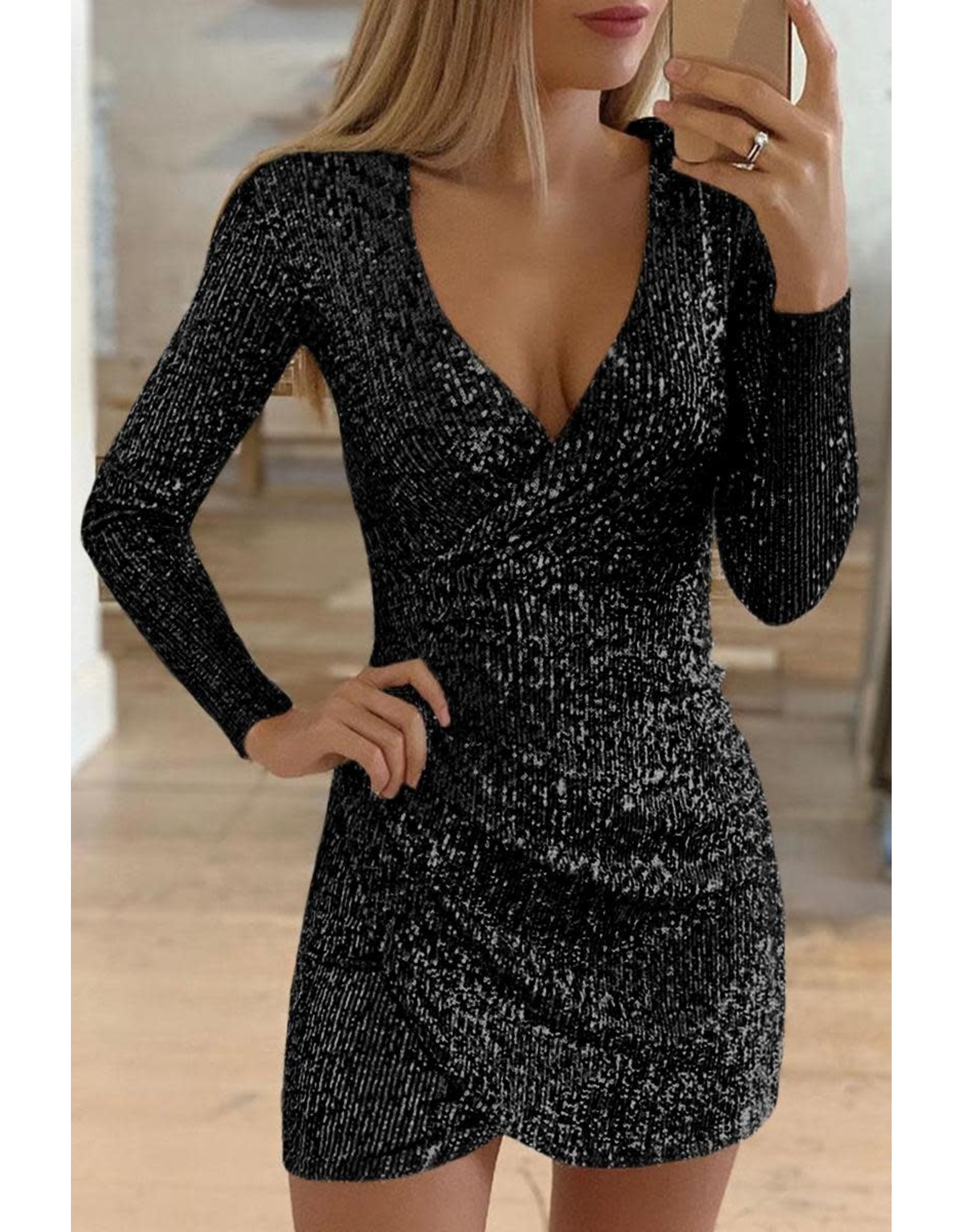 ruched sequin dress