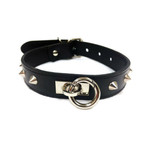 STUDDED LEATHER O-RING COLLAR