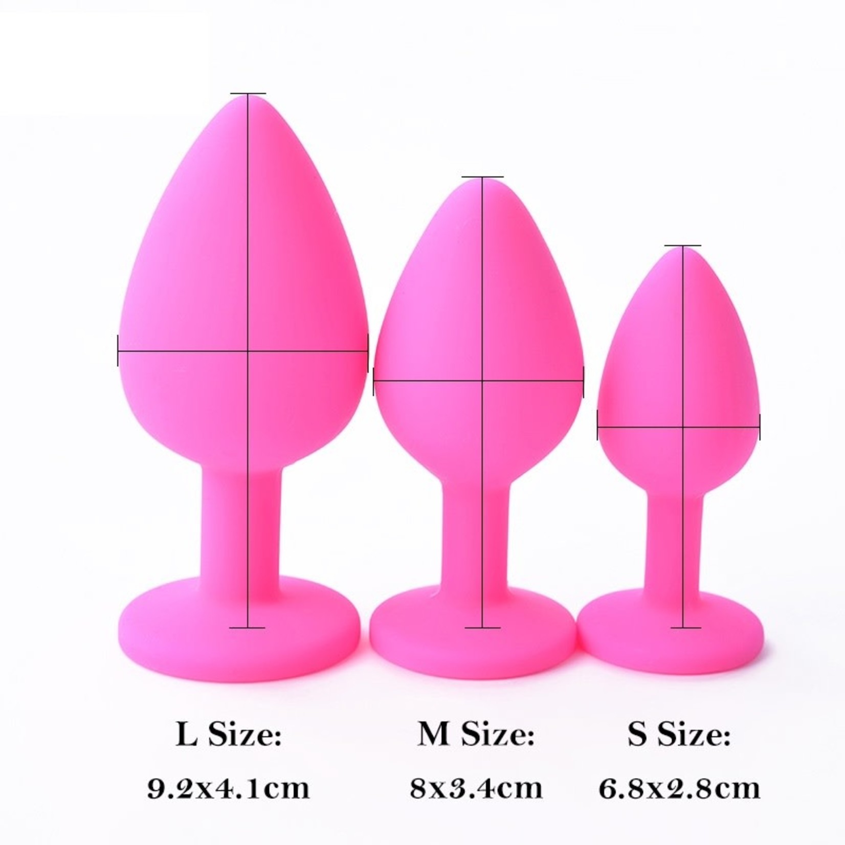 SILICONE JEWEL BUTT PLUG  - LARGE - ASSORTED COLOURS