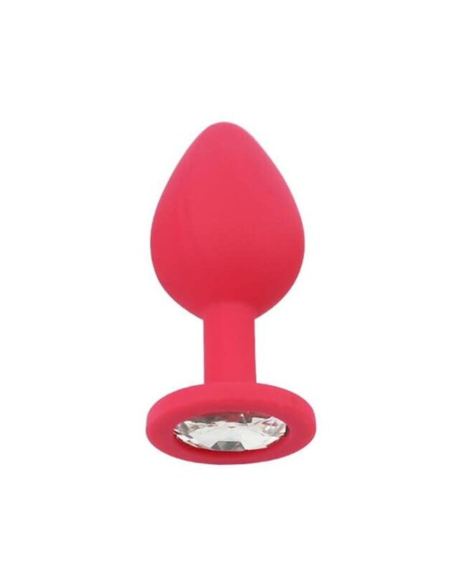 SILICONE JEWEL BUTT PLUG - SMALL - RED