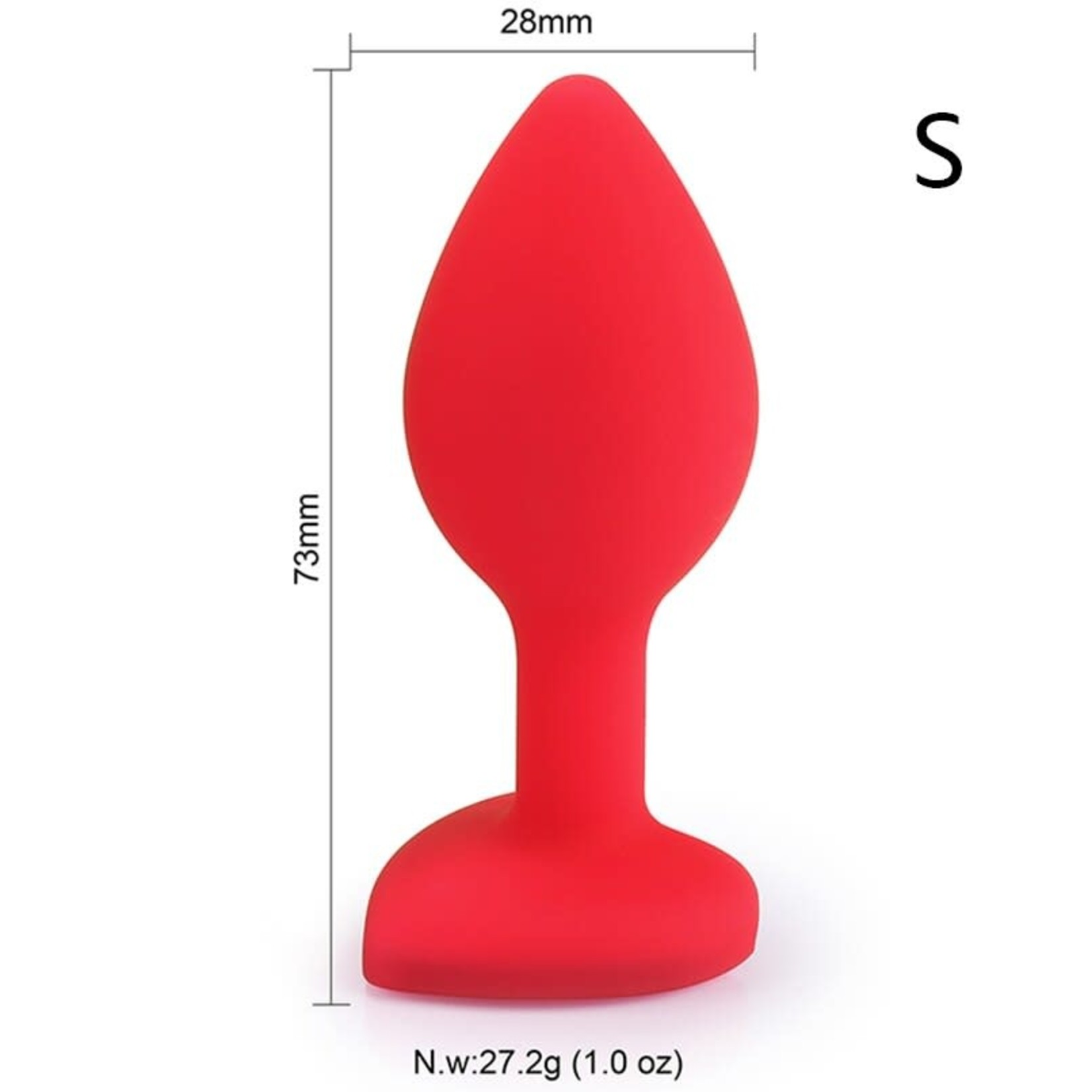 SILICONE JEWEL BUTT PLUG - SMALL - RED