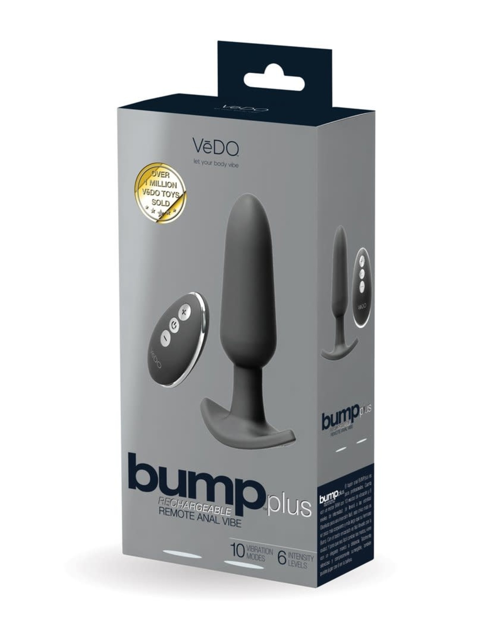 VEDO VEDO - BUMP PLUS RECHARGEABLE REMOTE CONTROL ANAL VIBE - JUST BLACK
