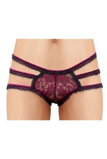 CHERRY WEAR - LACE PANTY WITH FLORAL DESIGN - PINK - ONE SIZE