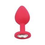 SILICONE JEWEL BUTT PLUG - RED - LARGE