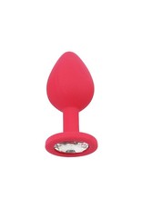SILICONE JEWEL BUTT PLUG - RED - LARGE