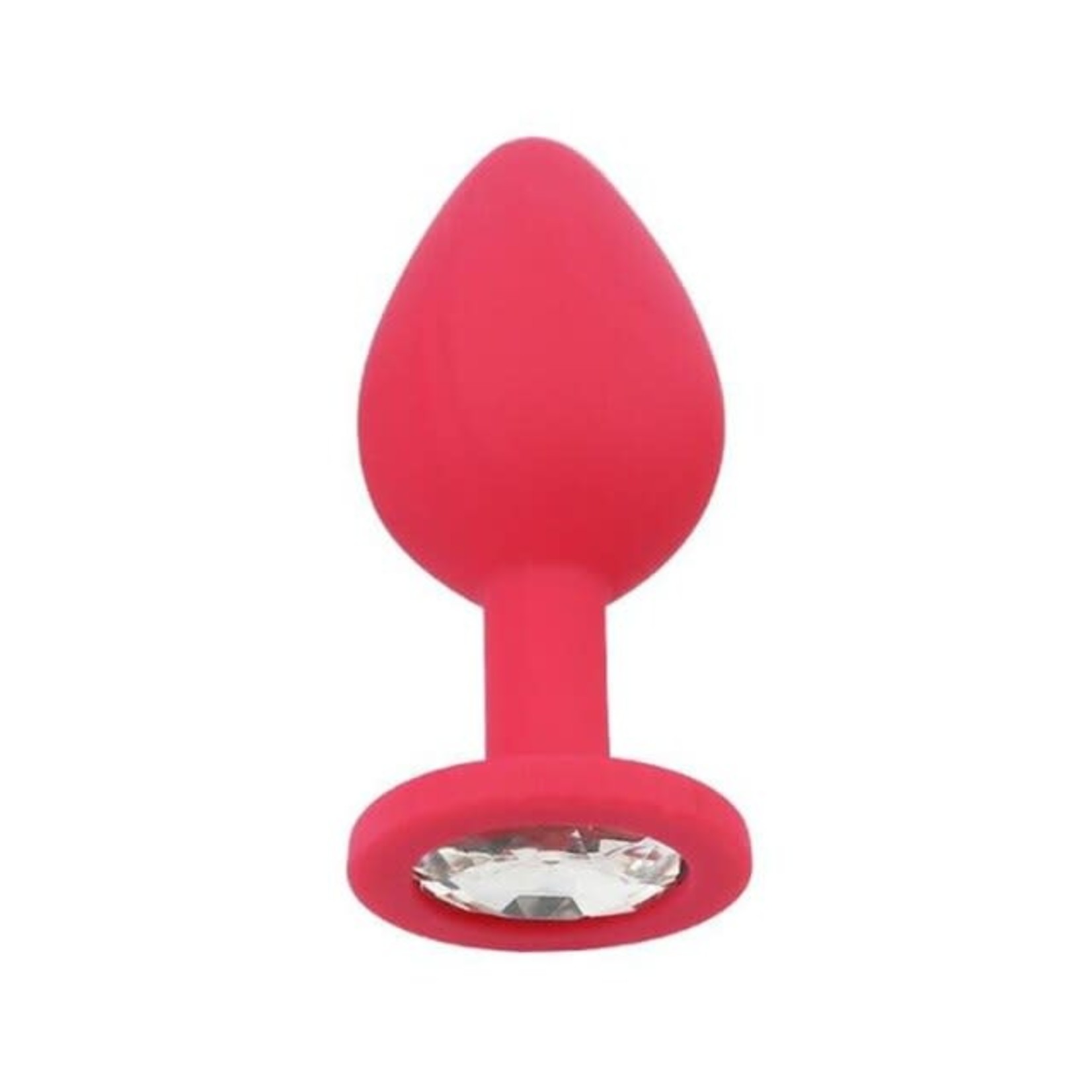 SILICONE JEWEL BUTT PLUG - RED - LARGE