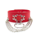 PU LEATHER PUNK CHOKER COLLAR RED