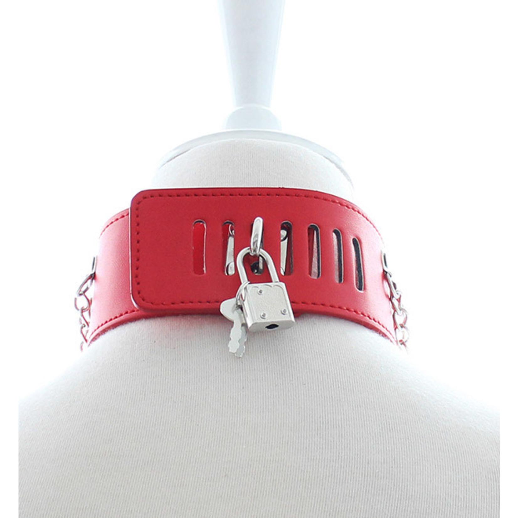 PU LEATHER PUNK CHOKER COLLAR RED