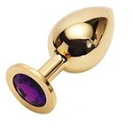 GOLD PLATED STAINLESS STEEL BUTT PLUG - LG - PURPLE