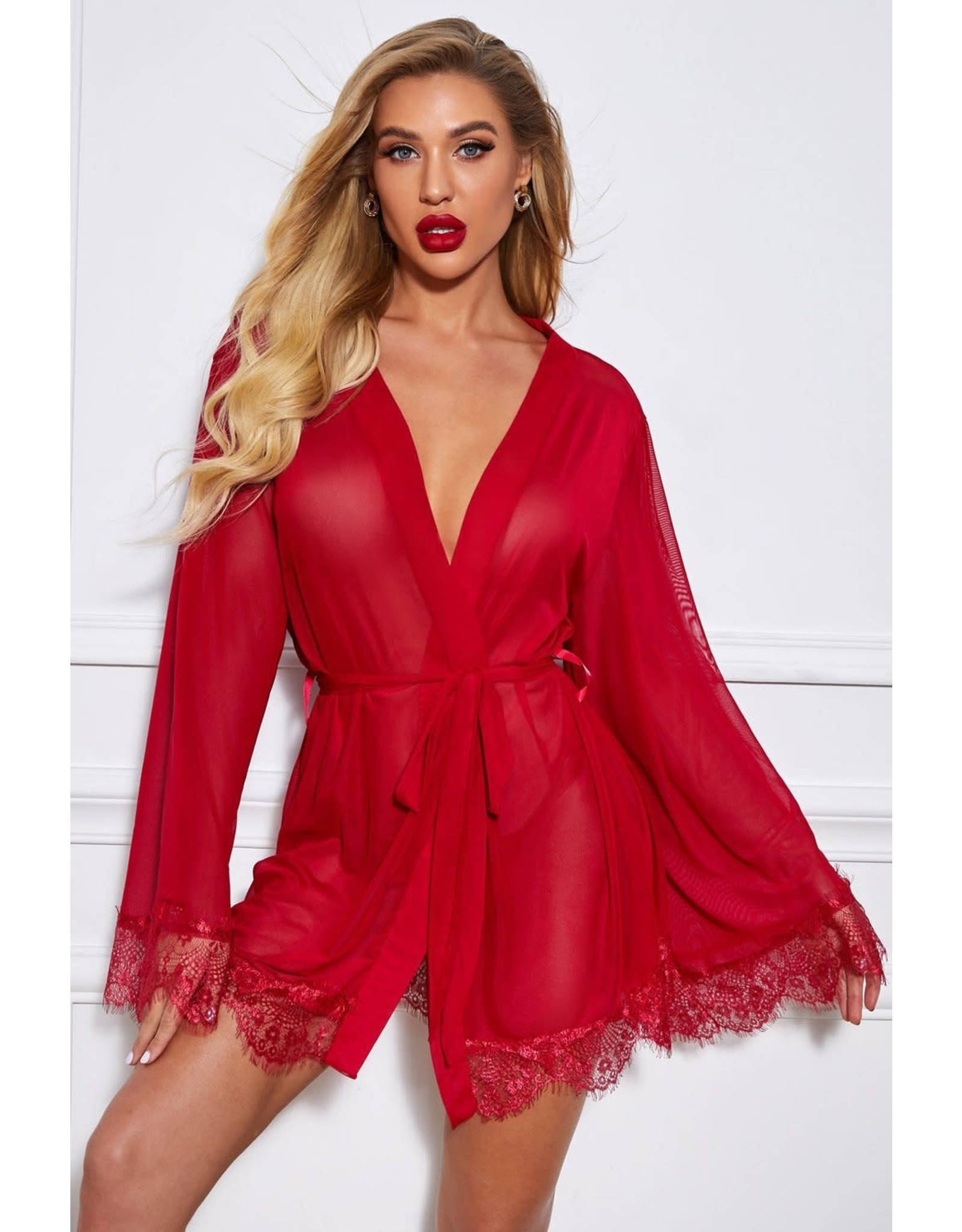 FOREPLAY BELL SLEEVES WRAPPED ROBE WITH THONG - (US 8-10)M