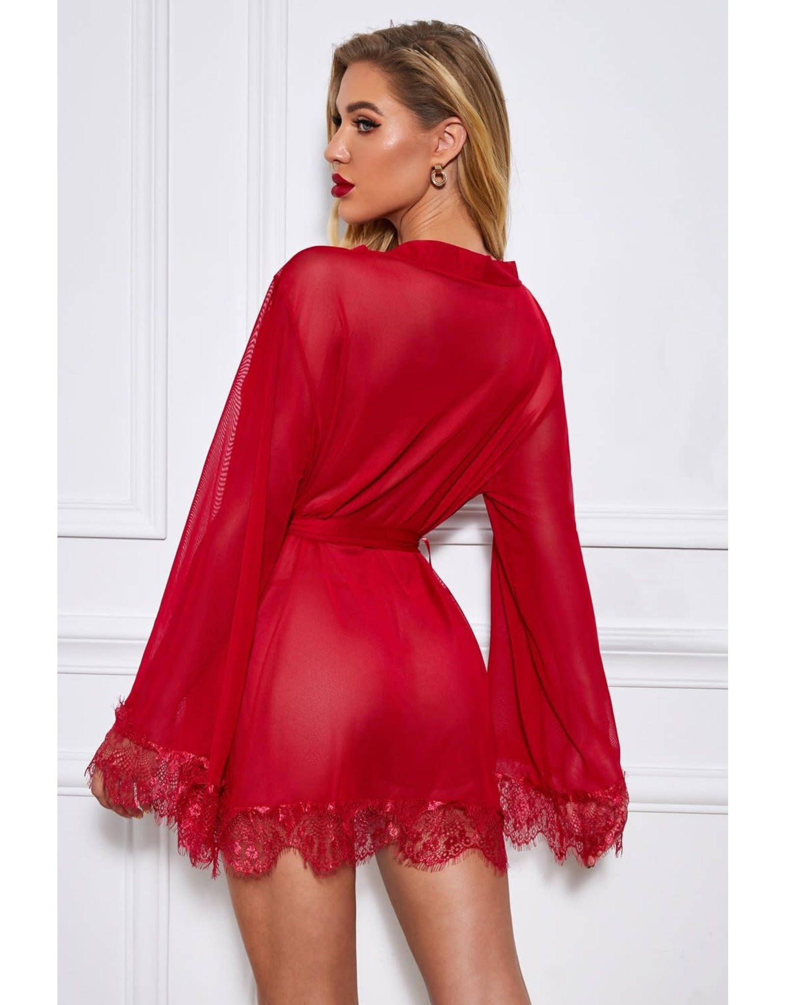 FOREPLAY BELL SLEEVES WRAPPED ROBE WITH THONG - (US 8-10)M