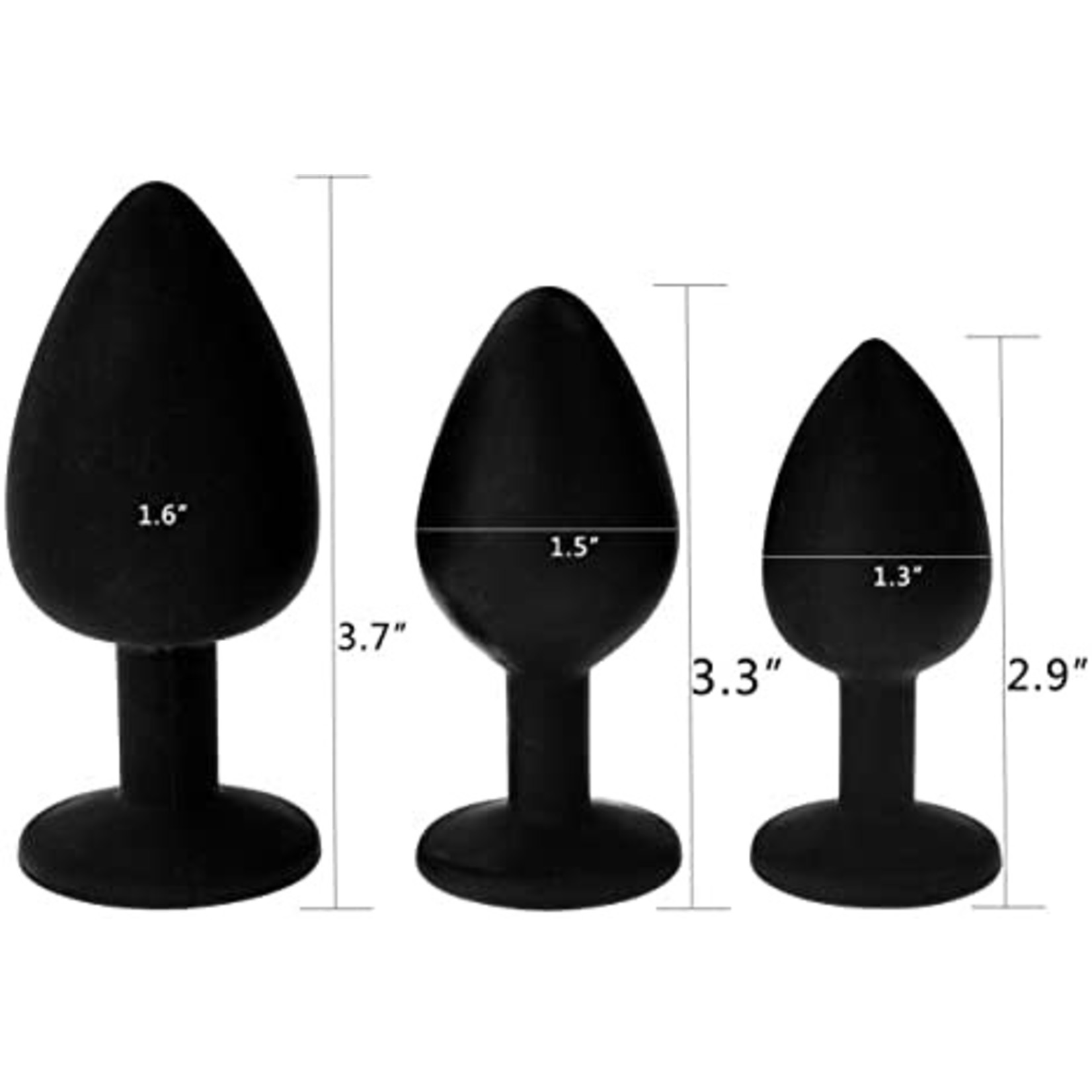 SILICONE JEWEL BUTT PLUG - BLACK - SMALL