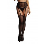 LE DESIR LINGERIE LE DESIR BLACK HIGH-WAIST GARTERBELT STOCKINGS OS