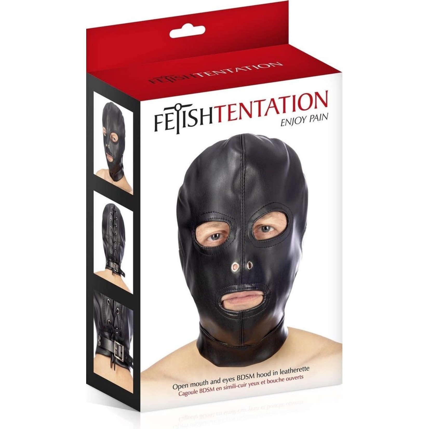 FETISHTENTATION FETISHTENTATION - OPEN MOUTH AND EYES BDSM HOOD IN LEATHERETTE