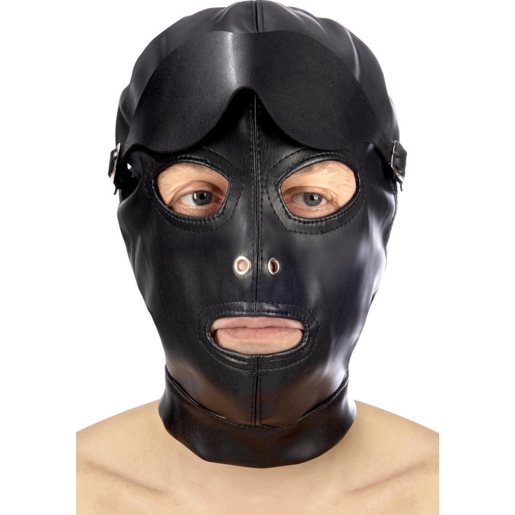 FETISHTENTATION BDSM HOOD IN LEATHERETTE WITH REMOVABLE MASK