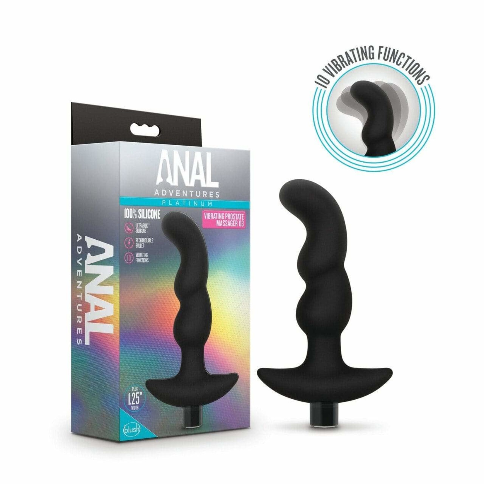 BLUSH BLUSH - ANAL ADVENTURES PLATINUM - SILICONE VIBRATING PROSTATE MASSAGER 03 - BLACK