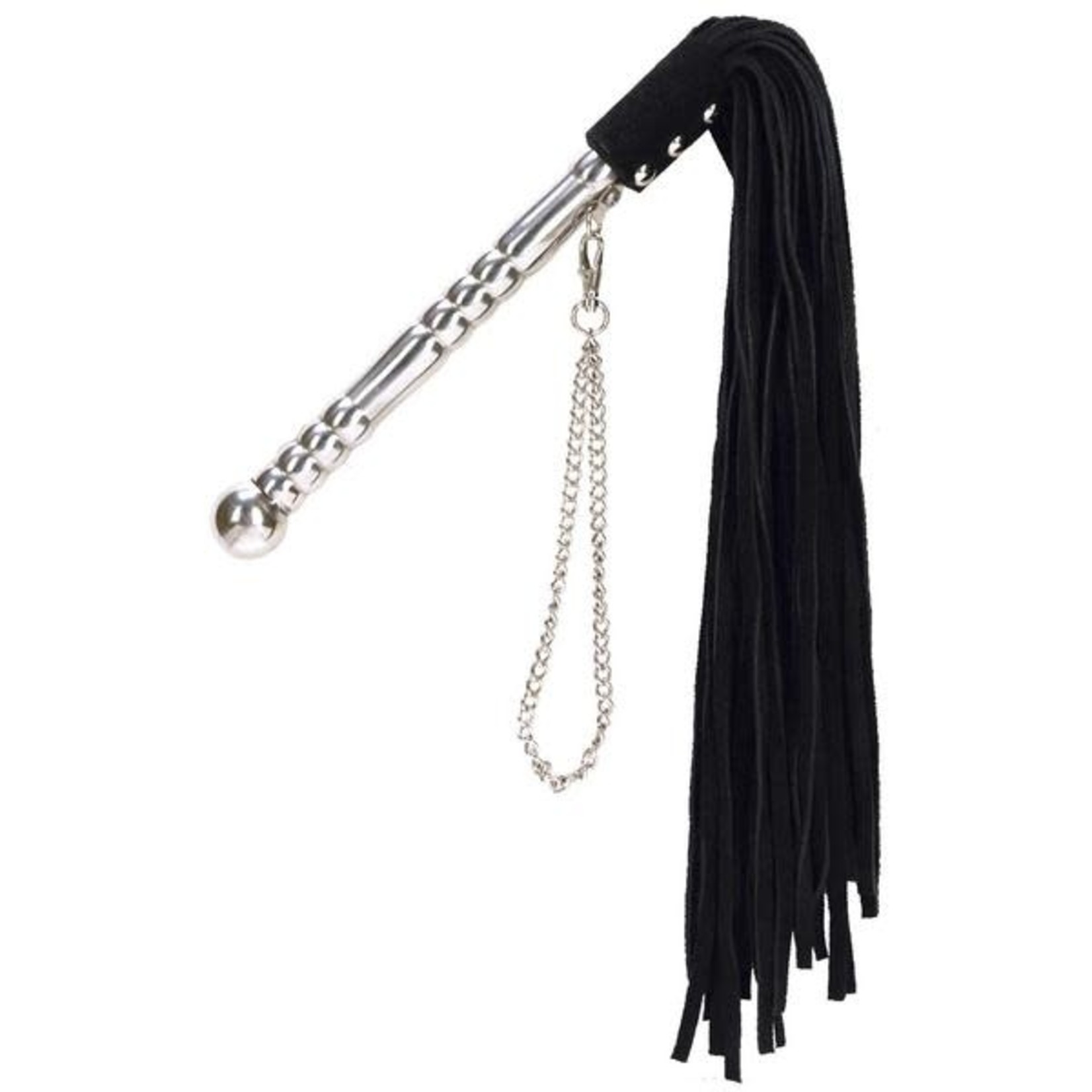 BLACK WHIP WITH SILVER HANDLE