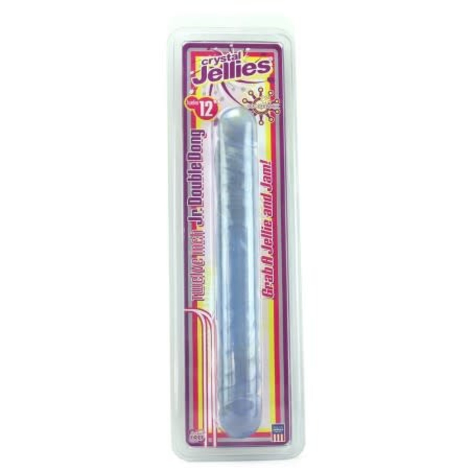 DOC JOHNSON CRYSTAL JELLIES JR. DOUBLE 12" DILDO - CLEAR