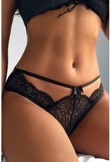 BLACK LACE HOLLOW-OUT BOWKNOT PANTY - MEDIUM