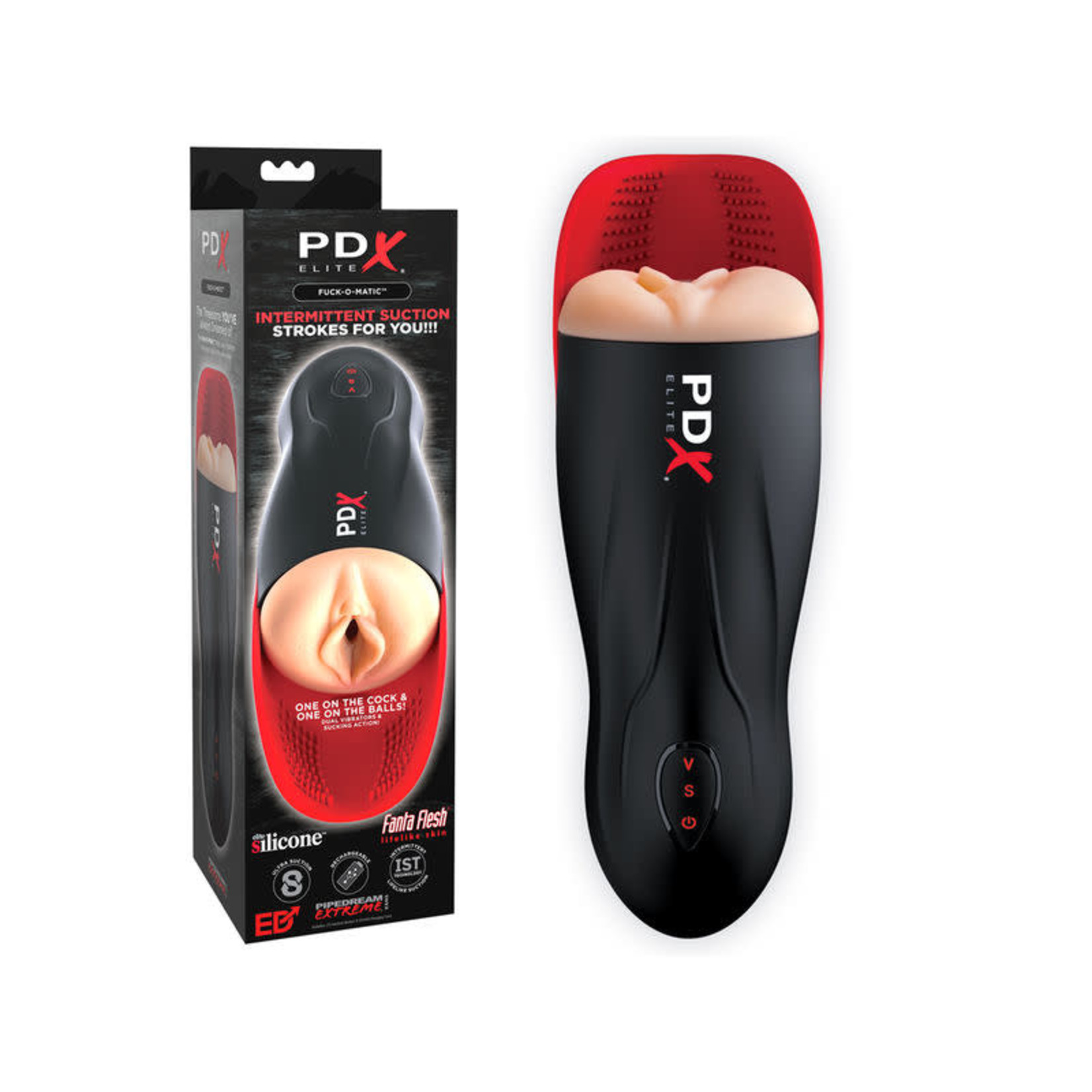 PDX PDX ELITE FUCK-O-MATIC STROKER - LIGHT/RED/BLACK