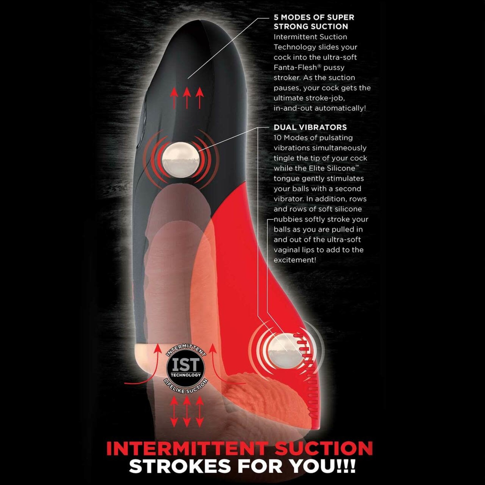 PDX PDX ELITE FUCK-O-MATIC STROKER - LIGHT/RED/BLACK
